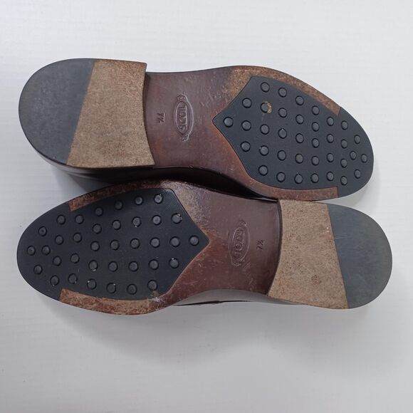 Tod's Leather Loafers Mens 7.5 Brown Bit Slip On Dress Shoes Made in Italy - Picture 8 of 13